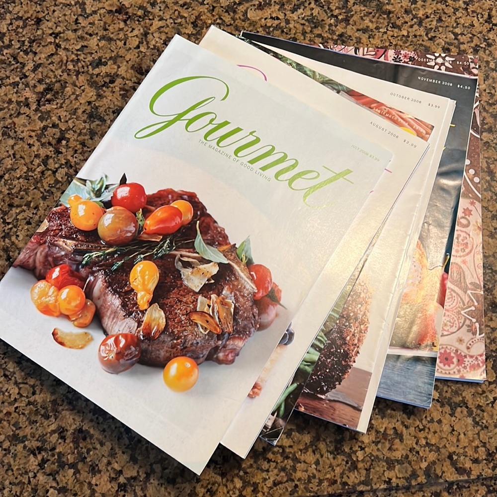 Lot of 6 Gourmet Magazines July 2008 - December 2008